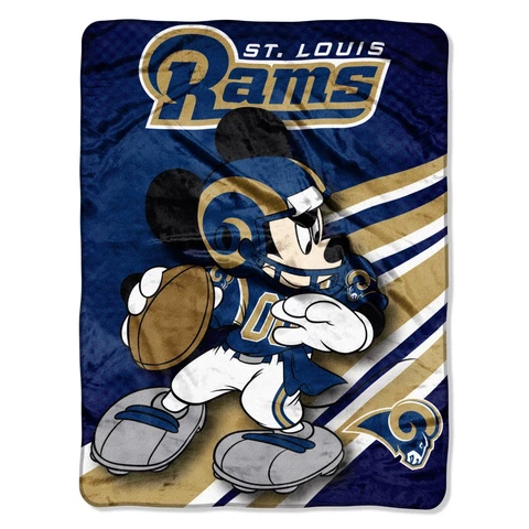 St Louis STL Football Rams 46x60 Mickey Mouse Micro Raschel Plush Throw Cover