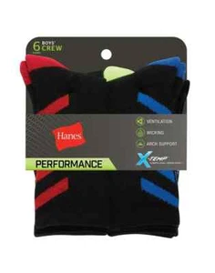 Paquete de 6 calcetines Hanes® Crew para niño "SOPORTE ARCO~X-TEMP~RENDIMIENTO" - Imagen 1 de 6