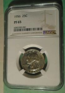1956 PROOF WASHINGTON QUARTER 25C NGC CERTIFIED PF 65 some toning graded coin - Picture 1 of 6