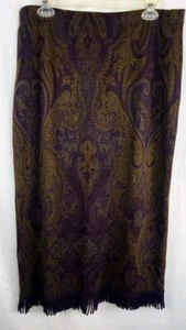 Nina Leonard Maxirock Damen groß braun weinrot Blumen Fransen Pull On - Bild 1 von 10