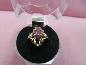 14K Solid Yellow  Gold Ruby Diamond  Band Ring Size 6.25 / 4.1 G - Picture 1 of 10