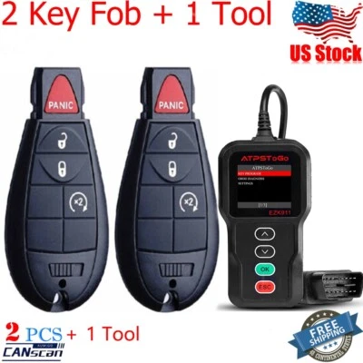 2 New Replacement Tool And Remote Key Fob Kit For 2013-2017 Dodge Ram 1500 2500~ - Image 1 of 4