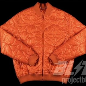 SS22 LOUIS VUITTON LVSE FLOWER QUILTED JACKET ORANGE NYLON BLOUSON Sz 52 XL - Picture 1 of 4