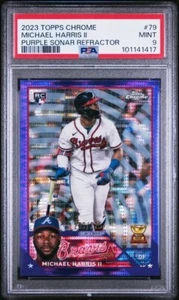 2023 Topps Chrome Michael Harris II PURPLE SONAR Ref Braves /275 PSA 9 MINT RC - Picture 1 of 2