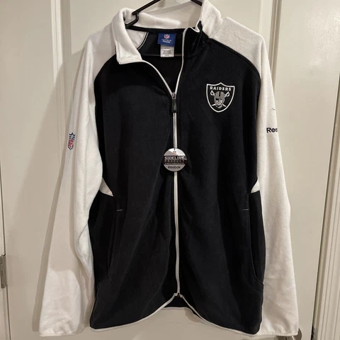 Oakland Raiders Sideline Full Zip Fleece - Medium Black And White Logo Cover