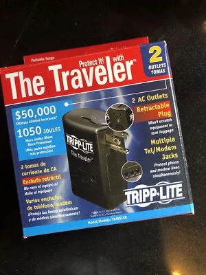 TRIPP LITE TRAVELER 2 Outlets 1050 Joules  Plug-in Surge Suppressor W  Insurance - Image 1 of 4