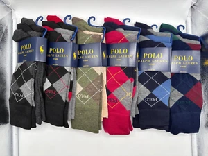 NEW 3 PAIRS  MENS POLO RALPH LAUREN ARGYLE CASUAL DRESS SOCKS SIZE 10-13  - Picture 1 of 48