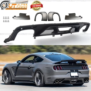 For 2015-2017 Ford Mustang GT500 Style Rear Bumper Lip Quad/Dual Diffuser Cover - Picture 1 of 9