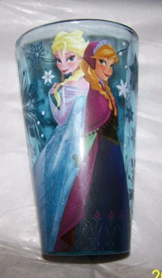 Frozen: Elsa and Anna 16 oz. Vidro pintado azul impresso a laser - Imagem 1 de 4