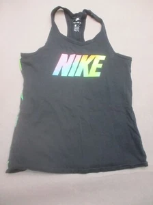 The Nike Tee Size M Girls Black 100% Cotton Racerback Athletic Gym Tank Top 844 - Picture 1 of 7