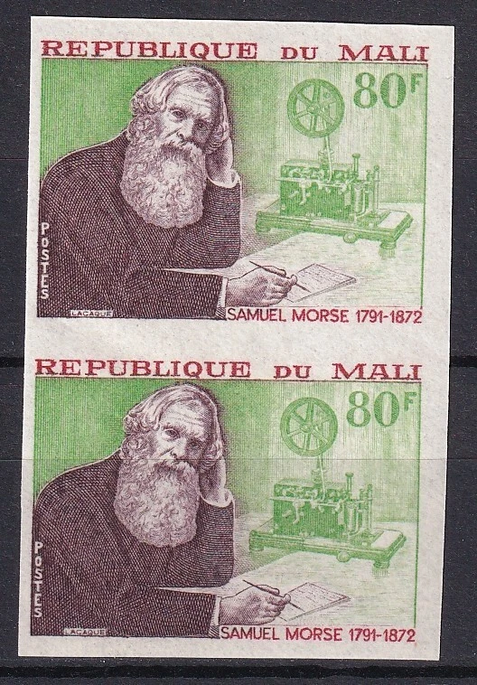Malí 1972 Yvert 171 par imperforado Samuel Morse Telegraph MNH VF Foto 1 de 1