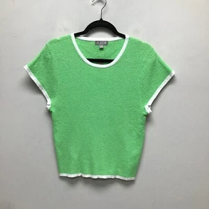J Crew Womens Solid Green Ribbed Crew Neck Short Sleeve Pullover Shirt XL New - Picture 1 of 7