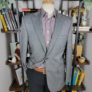 Saddlebred Men's Sport Coat Blazer Two Button Herringbone Wool Blend Gray Sz 40R - Picture 1 of 19