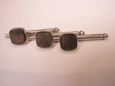 1/4" Gris Cuadrado Madreperla Vintage Formal Esmoquin Baile de graduación Camisa Conjunto de Tachuelas c348 Foto 1 de 4