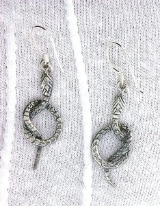 Pair Solid PURE Sterling .925 Silver Casted Snake Earrings EBS2152 - Picture 1 of 1