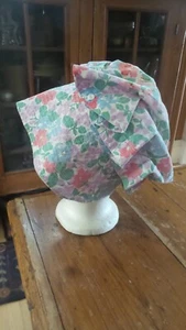 Antique BONNET Cotton, Orange, Blue, Purple Floral - Picture 1 of 5