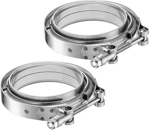 2x 3.5" V-Band Abrazadera SS304 Acero Inoxidable Brida Kit Vband para Tubo de Escape Downpipe - Imagen 1 de 7