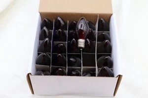 RED 25 PACK Candelabra Light Bulbs C7 Christmas Holiday INDOOR OUTDOOR 7 Watt - Picture 1 of 3