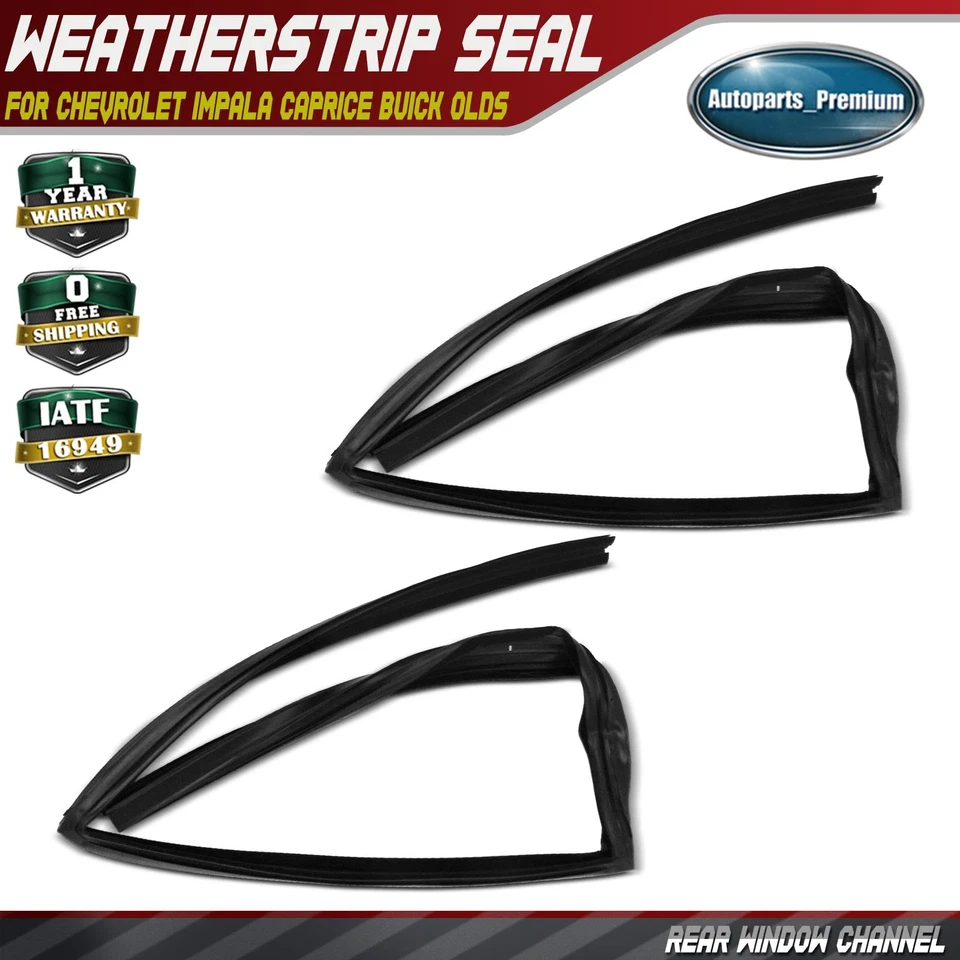 2x Rear Window Channel Weatherstrip Seal for Chevrolet Impala Caprice Buick Olds - Image 1 of 4
