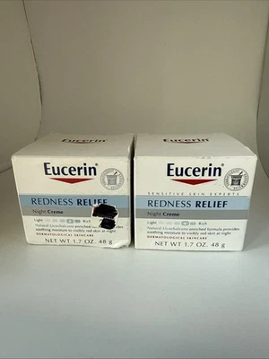 Lot Of 2 Eucerin Redness Relief Dermatological Skincare Night Cream 1.7oz Jar - Image 1 of 4