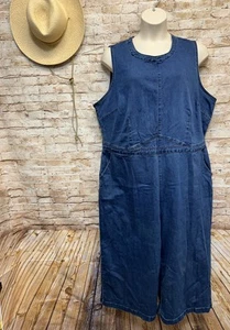 Ashley Stewart Sleeveless Cropped Blue Denim Jumpsuit Size 26 - Picture 1 of 6