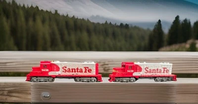 2 HO Scale TYCO Santa Fe 5628 Diesel Locomotive Red Gray Hong Kong, Not Tested - Image 1 of 4