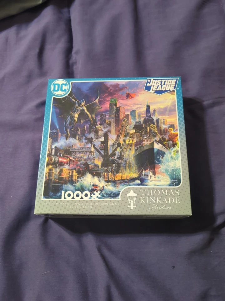 Thomas Kinkade Justice League Batman Aquaman 1000 Pc Puzzle Counted Complete - Image 1 of 1