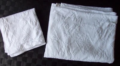 Cobertor Completo Ralph Lauren Matelasse De Colección + Euro Sham ~ Blanco roto ~ Algodón ~ Portugal Foto 1 de 4