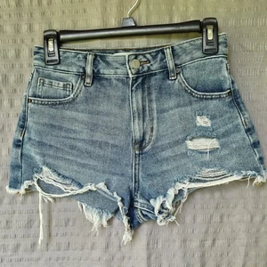 Pacsun pantaloncino donna 25 blu denim jeans vita alta festival casual cotone donna - Foto 1 di 7