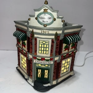 St. Nicholas Square 93182 Village Collection Square Bank Christmas Retired RARE  - Picture 1 of 13