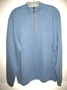 Neu mit Etikett Tommy Bahama Pullover Herren L blau/grau The Flip Side Pro wendbar 1/4-Reißverschluss - Bild 1 von 4