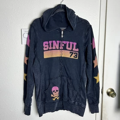 Sinful Affliction Y2K reversible Hoodie Love pride Grunge Distressed XL - Image 1 of 4