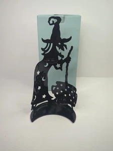PartyLite Wilemina Witch Tealight Holder P90075 Smooth Black Glittery Halloween - Picture 1 of 8
