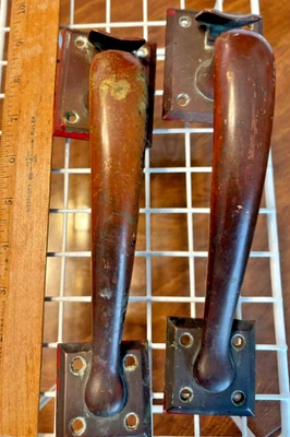 2 manijas de puerta pesadas Sargent bronce/latón con palancas de pulgar vintage/antiguo Foto 1 de 4