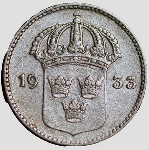 Schweden 10 Öre Gustaf v KM# 780 von 1933 - Bild 1 von 2