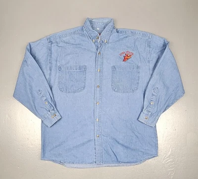 Camisa vaquera vintage de Iowa State Cyclones con botones para hombre XL azul salsa caliente de mezclilla  Foto 1 de 4