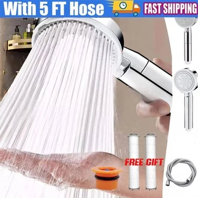 High Pressure Shower Head 8-Mode Bathroom Powerful Energy Water Saving Filter UK