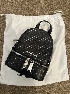 Michael Kors Rhea Mini Backpack Brand New Black And Silver Star With Dust bag - Picture 1 of 5
