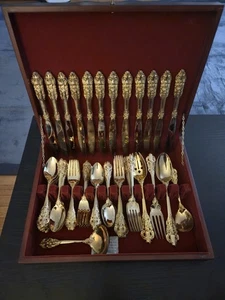 Vintage Baroque By Godinger Gold Plated? 65 Pc Flatware Service For 12 READ - Picture 1 of 16