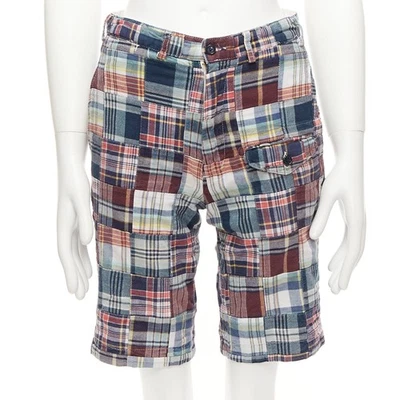ENGINEERED GARMENTS multicolor cotton checkered patchwork shorts 28" - Image 1 of 4