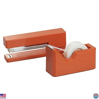 JAM PAPER Office Essentials Set - 1 Grapadora y 1 Dispensador de Cinta - Naranja - Paquete de 2 Foto 1 de 4