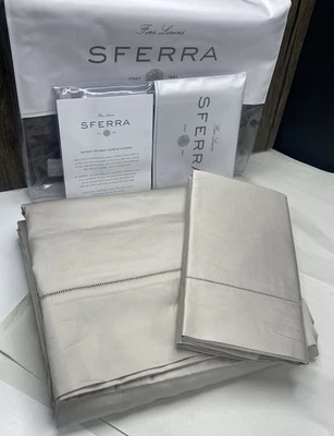 SFERRA Giotto 734 Full/Queen Sateen Duvet Cover One Standard Sham Bundle , GREY - Image 1 of 4