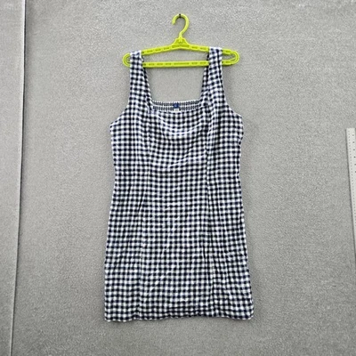 Old Navy Women Dress XL Linen Mini Gingham Plaid Square Neck Pullover - Image 1 of 4
