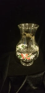 Vintage Glass Oil Lamp CLEAR SHADE With Flowers  8" Tall 3" - Picture 1 of 9