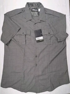 Blauer 8460 Mens XL 17.5 SS Short Sleeve Wool Blend Grey Heather New NWT - Picture 1 of 9
