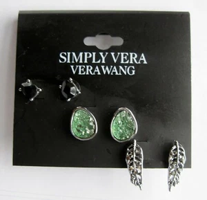 Simply Vera Wang silberfarben Ohrstecker Set, schwarzer Spinell, Feder - Bild 1 von 1