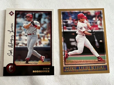 (2) 1998 BASEBALL CARDS-BOWMAN IVAN RODRIGUEZ #4-TOPPS MIKE LIEBERTHAL # 94 - Image 1 of 2