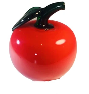 Vintage Glass Red Apple Paperweight Murano Style Art Handblown Life Size - Picture 1 of 3