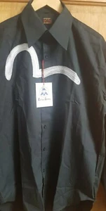  Vintage  Evisu Mens  Long Sleeve  Black Shirt Size 2XL - Picture 1 of 5