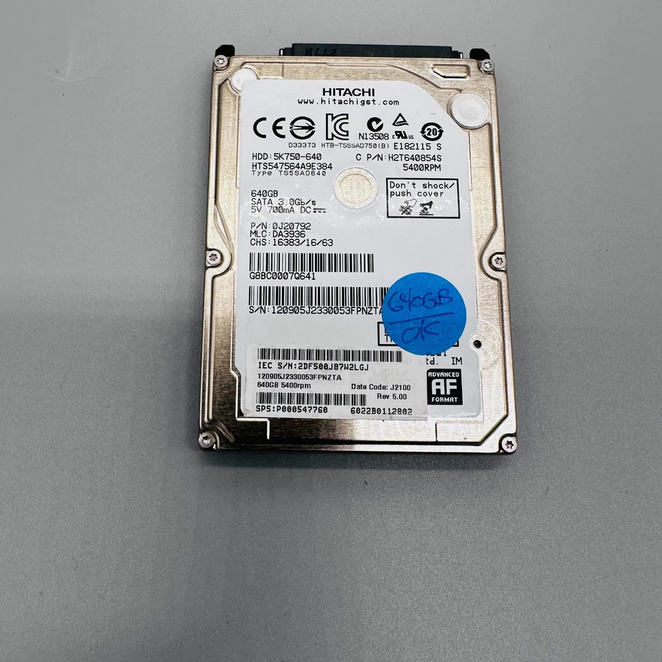 Asus 17.3" X73E Genuine Laptop Hard Drive 640GB 5400RPM HTS547564A9E384 - Image 1 of 1